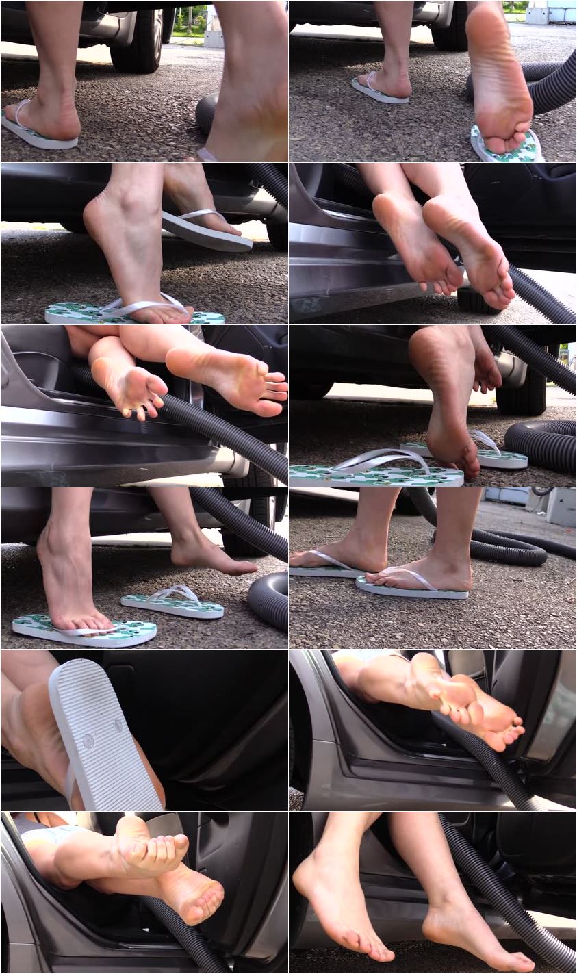 Cleaning the car wearing flip flops - Philly Foot Worship - HD/MP4