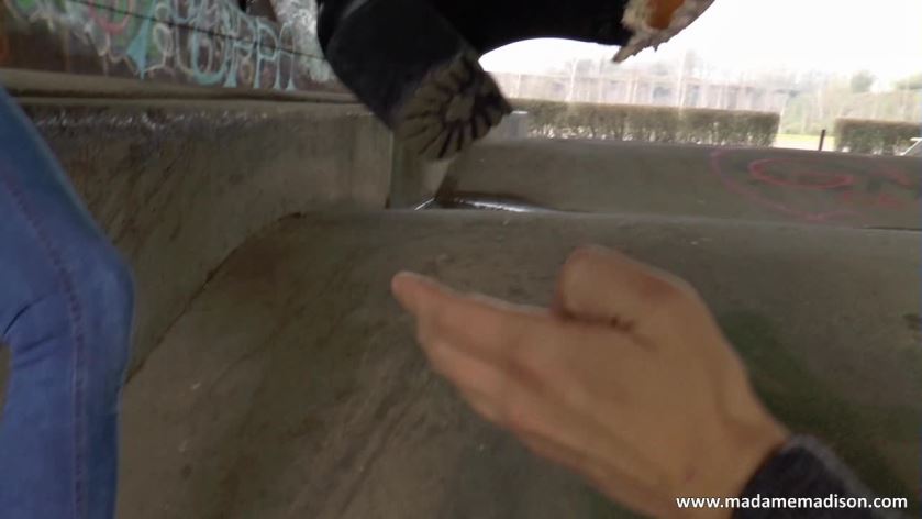 Cover 4 Madame Madison - Slave eats from my dirty boots in public - HD/WMV