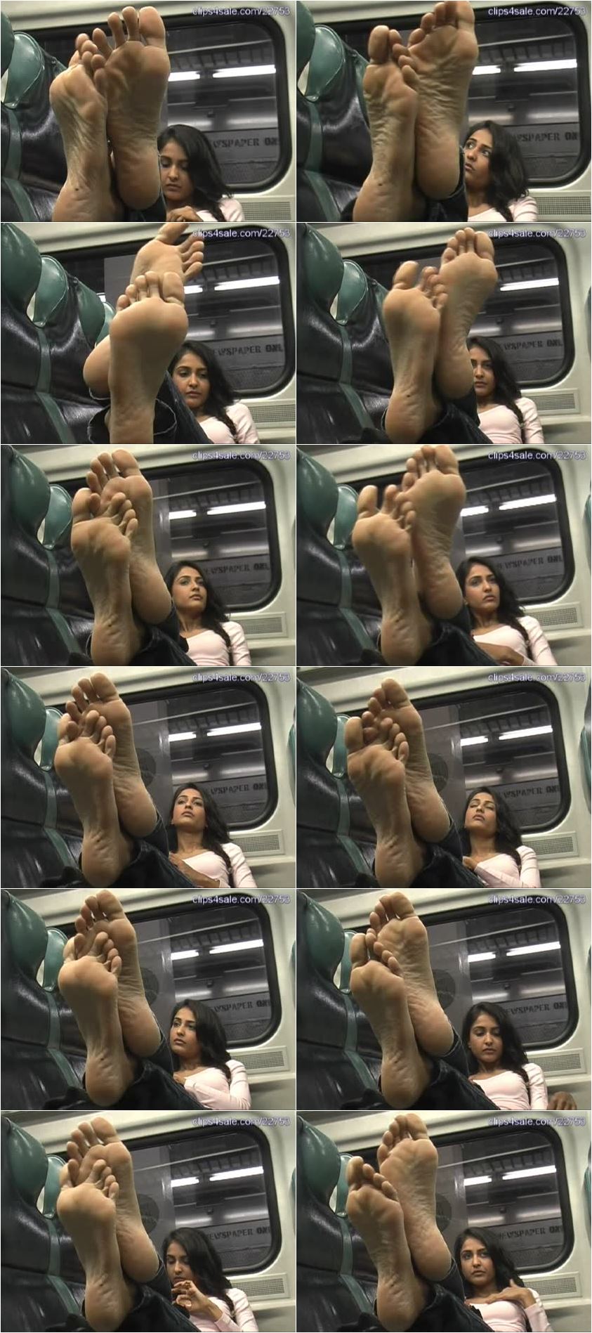 Screenlist Priya's Bare Soles Exposed and Tickled on the Train -- Sole pose - SD/WMV