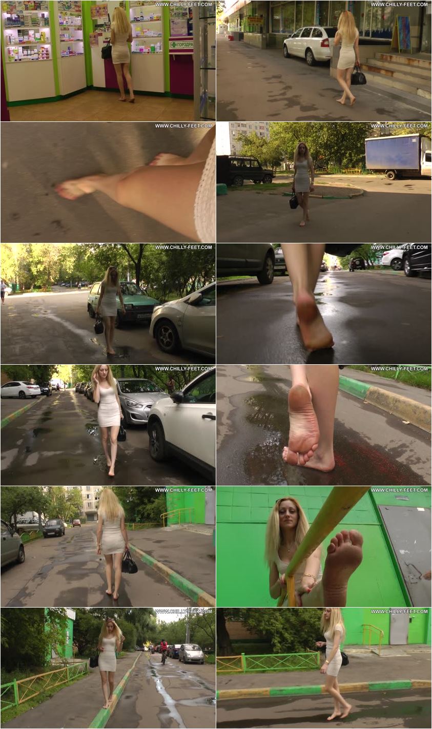 ID 1345 A Barefoot Girl In A White Dress Part 3 City Feet