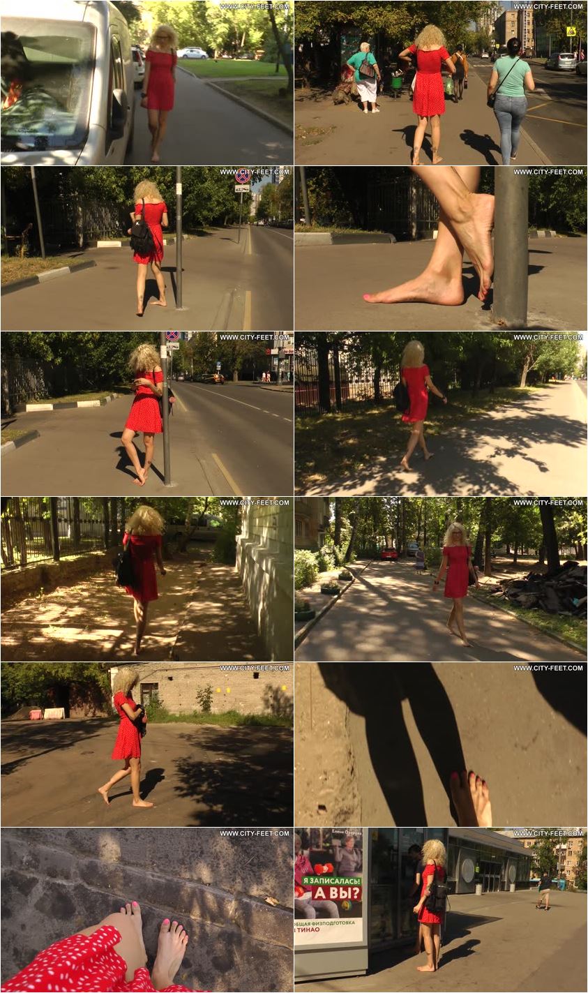 Screenlist A barefoot blonde in a red dress. Part 1 - Full HD/MP4