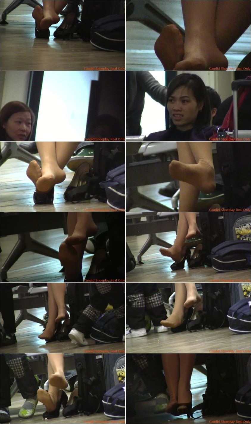 Shoeless at the Airport HD - Candid Shoeplay Real Only - HD/MP4