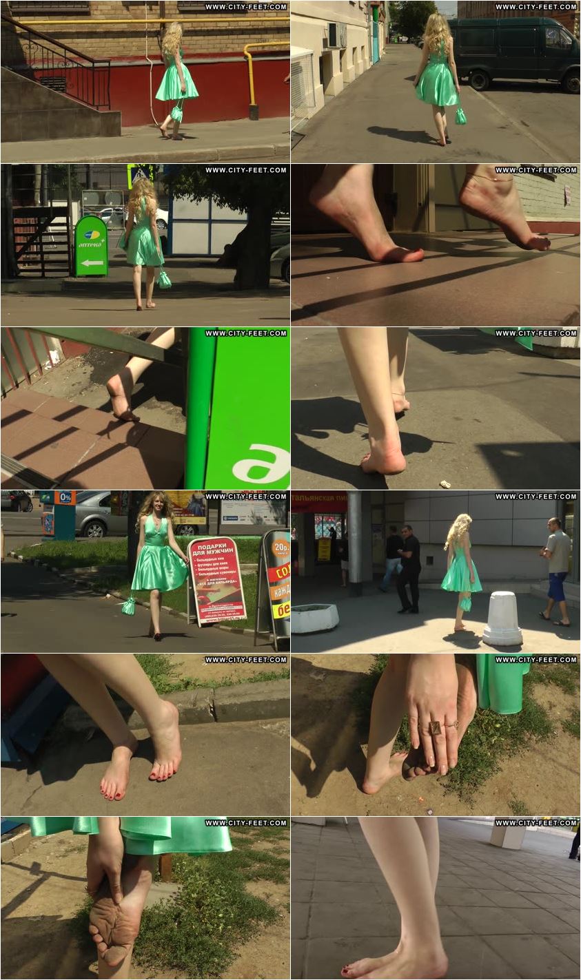 Screenlist Barefoot girl in sea-green dress. Part 1. - Full HD/MP4