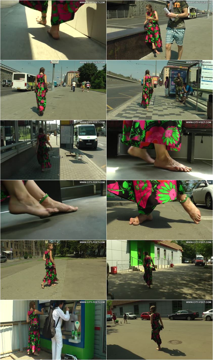 Screenlist City Feet - Barefoot girl in a long dress. Part 2. - Full HD/MP4