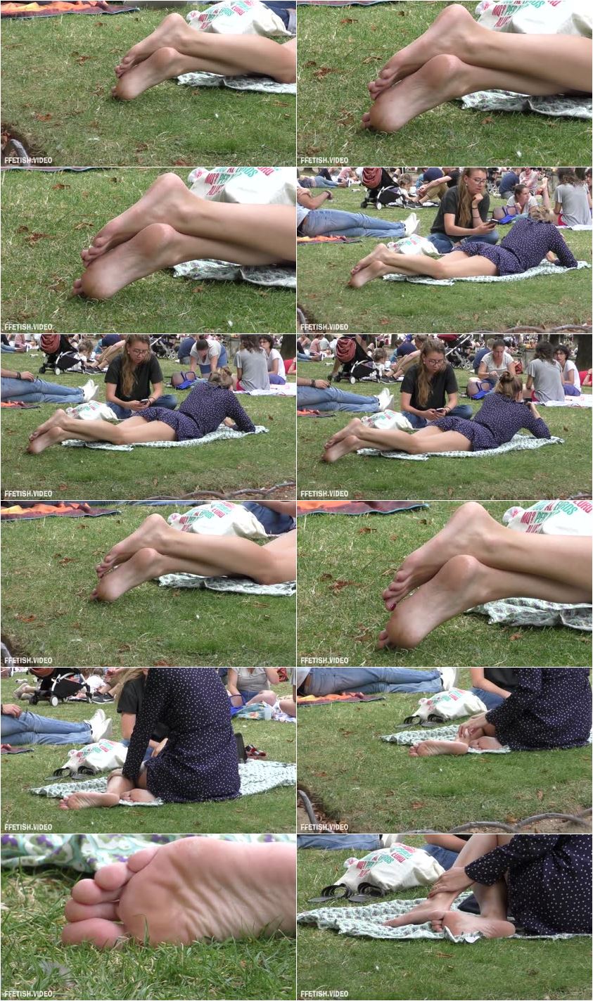 Long feet & thin toes on the public lawn (1080p 60fps) - Candid Girls Feet  Scenes - Full HDMP4