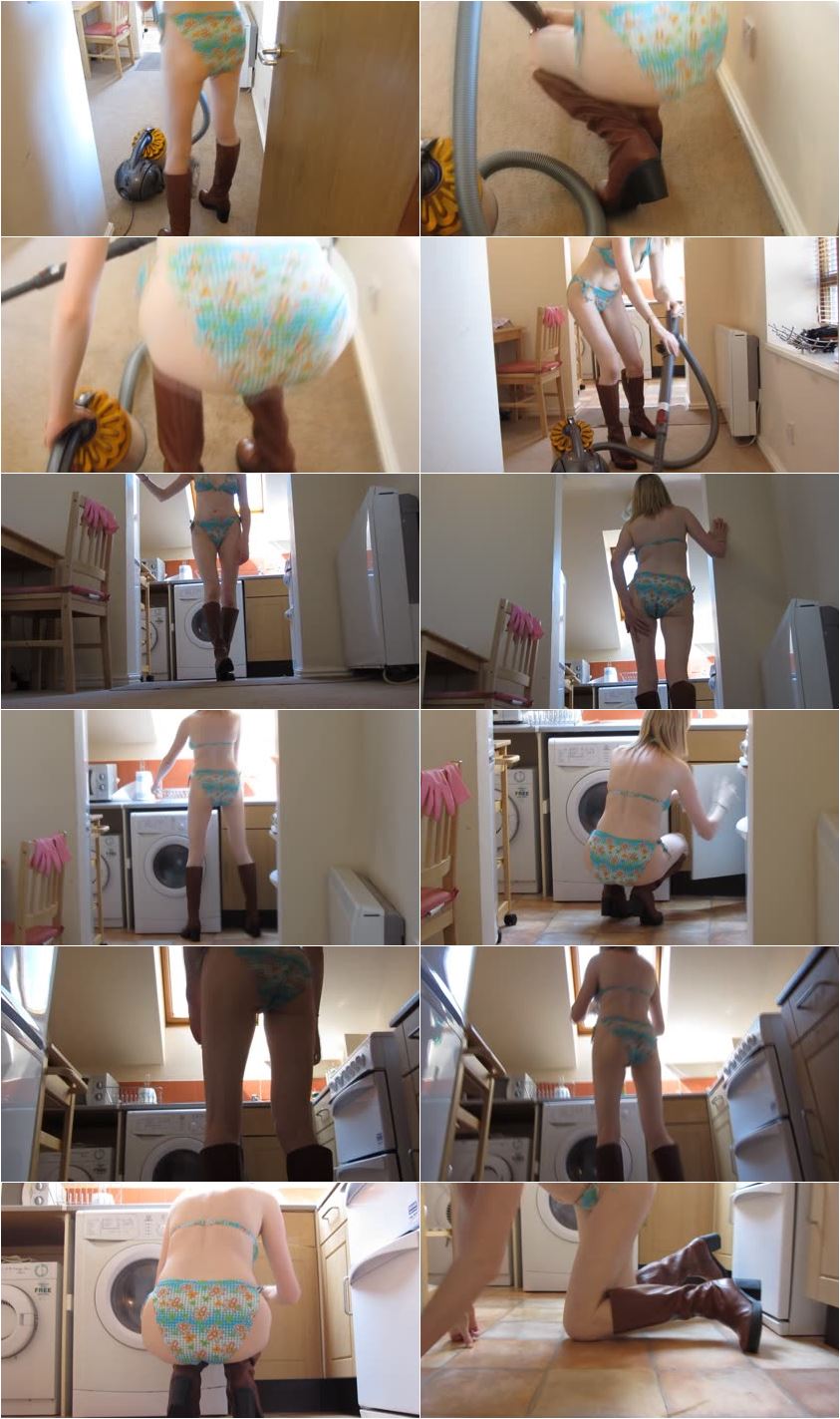 Screenlist Kinky Boots Clip Stor - Housework in Bikini & Brown Platform Boots - HD/WMV