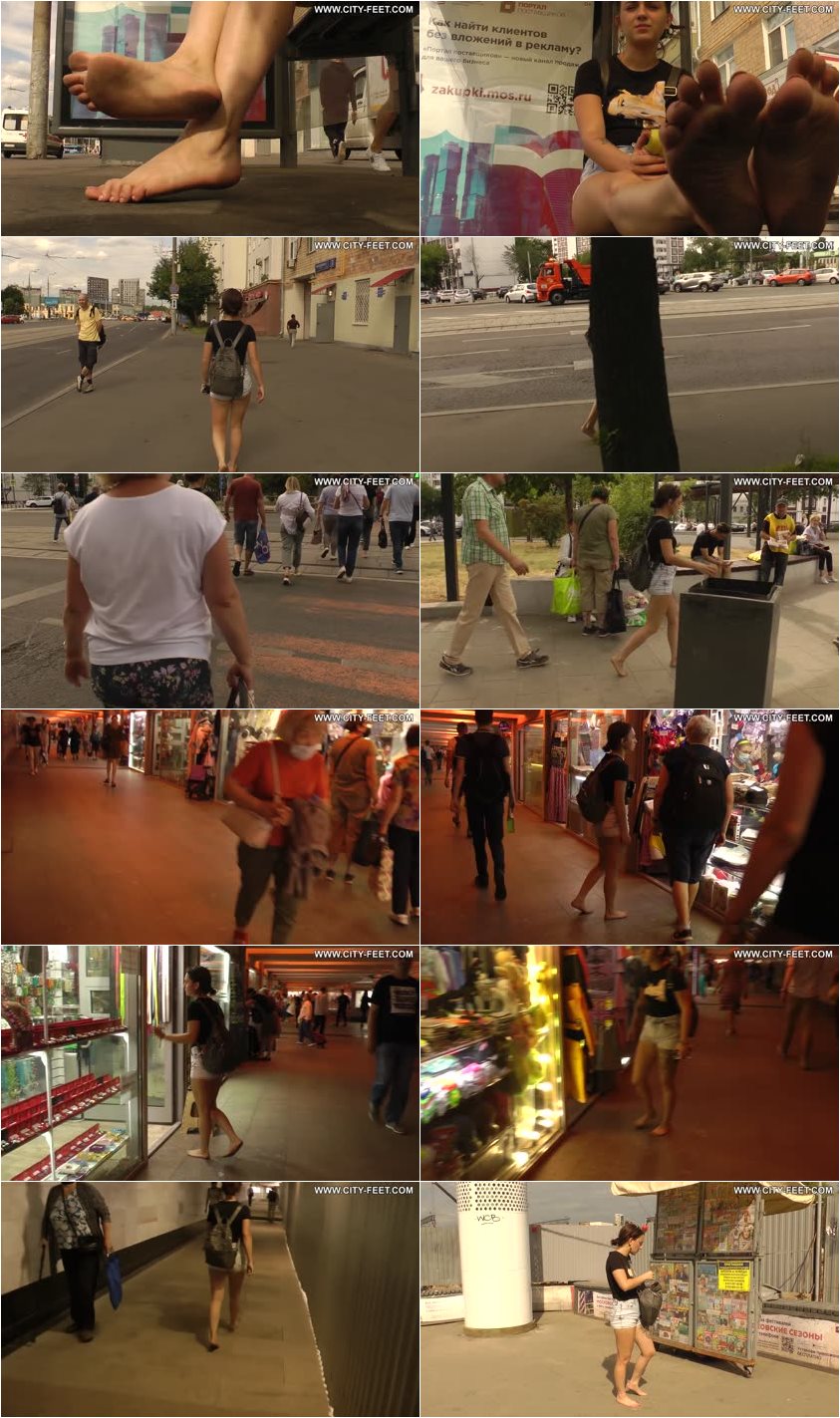 Screenlist City Feet - A barefoot beauty in a shorts. Part 2. - Full HD/MP4