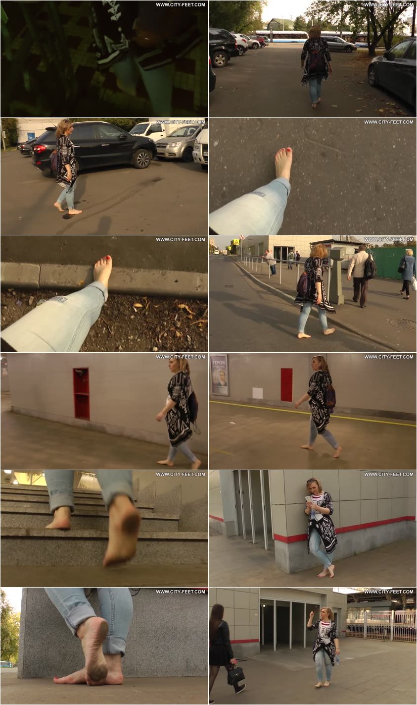 Screenlist City Feet - A barefoot woman in the city. Part 1. - Full HD/MP4