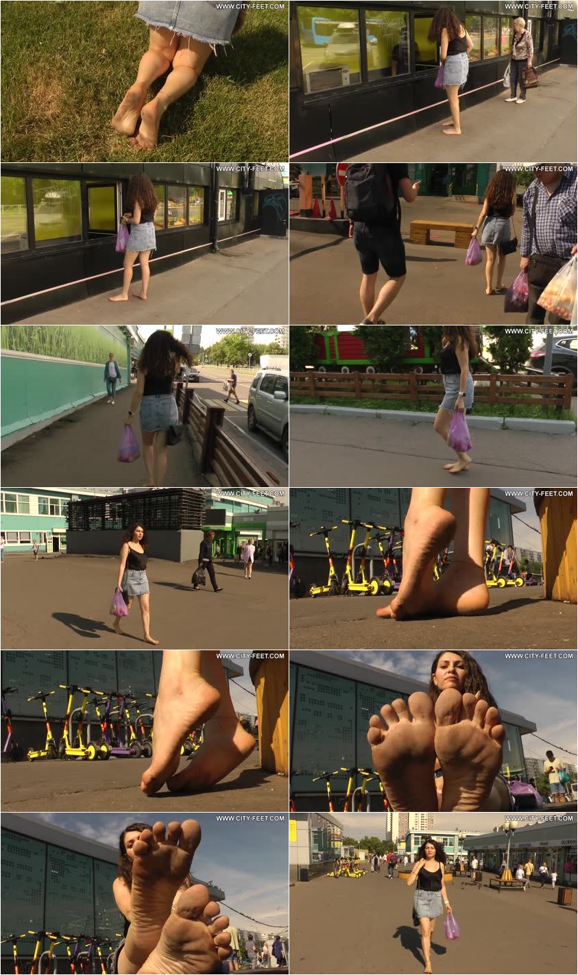 Screenlist City Feet - A barefoot brunette in a mini skirt. Part 4. - Full HD/MP4