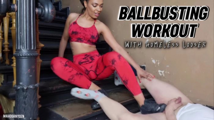 Cover 2 MahoganyQen - Ballbusting Workout with Homeless Looser | MahoganyQen - Full HD/MP4