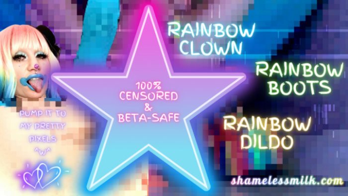 Cover 2 moreshameless - RAINBOW PIXEL PUMPER BETA SAFE BOOTWEARIN' CLOWN DILDO RIDE - Full HD/MP4
