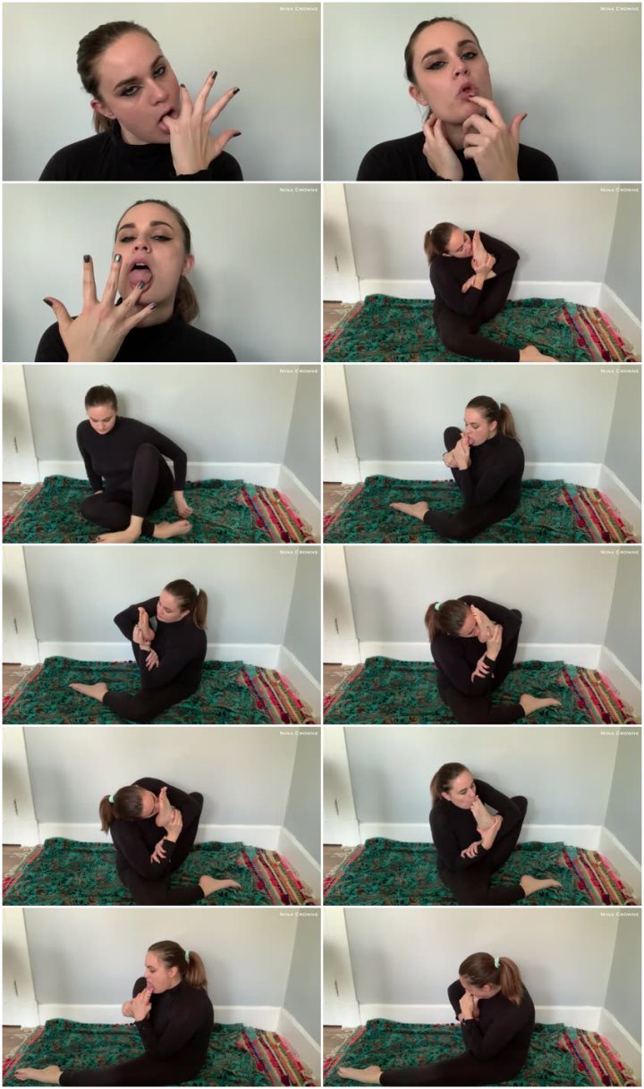 Screenlist Nina Crowne - Sloppy Spitty Self Foot Worship - Full HD/MP4