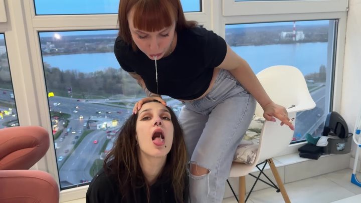 Cover 4 ppfemdom - Mistresses Spit In Slave Girl's Mouth, and She Spits In You - Spitting Hierarchy Lezdom - Full HD/MP4