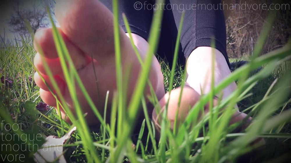 Dirty Feet Outside: Walking, Grass & Flower Trampling & Showing Off Soles (Size 41 Eu - 8 Us) - Foot Tongue Mouth and Vore - FullHD/MP4