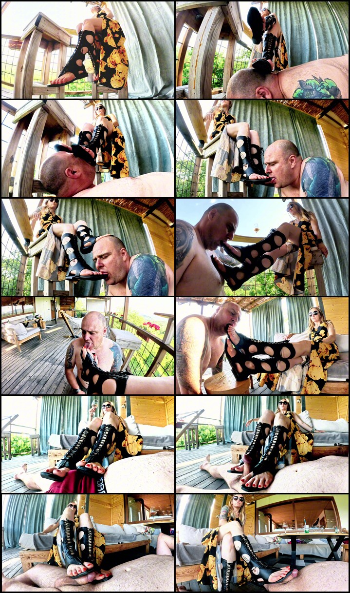 Mistress In Gladiator Sandals Foot Worship Total Submission - Mistress Sugar Soles - 4K/MP4 Screenlist