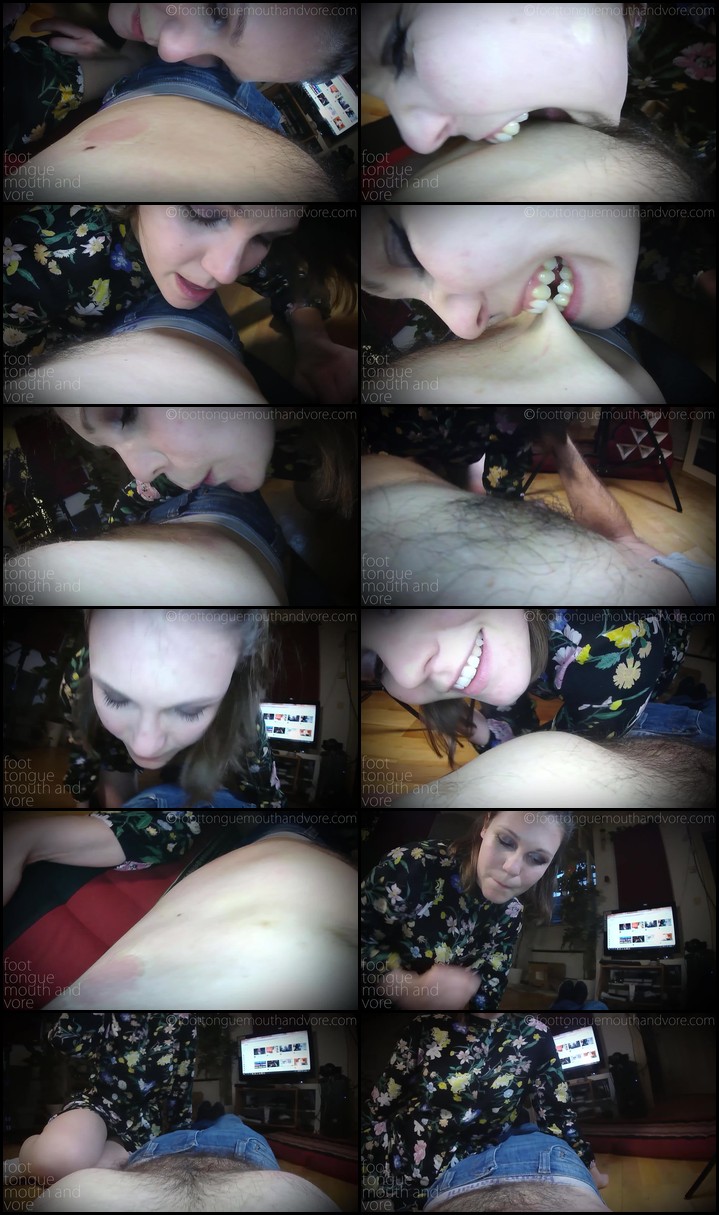 Girl Bites Man'S Belly, Side And Nipples - Foot Tongue Mouth and Vore - FullHD/MP4 Screenlist
